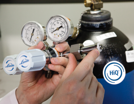 Man connecting regulator